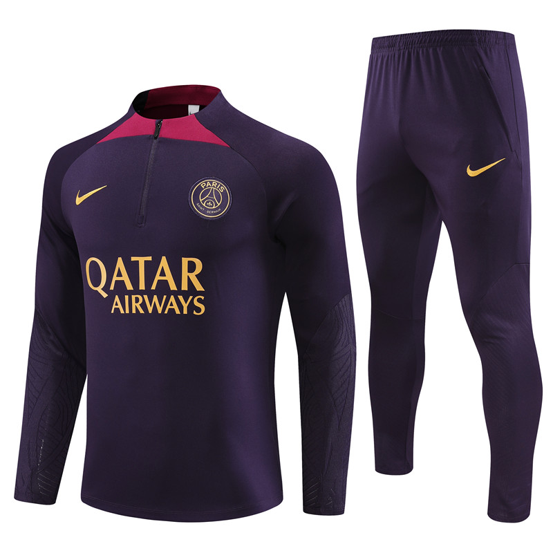 Paris Saint-Germain PSG 23-24 Kids Long Sleeve Training Set Blue -Purple